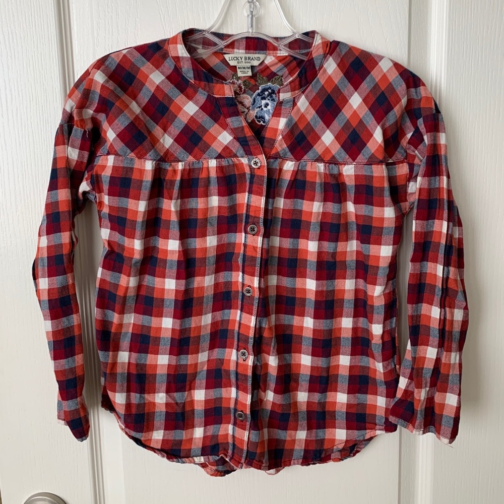 Lucky brand plaid shirt girls M